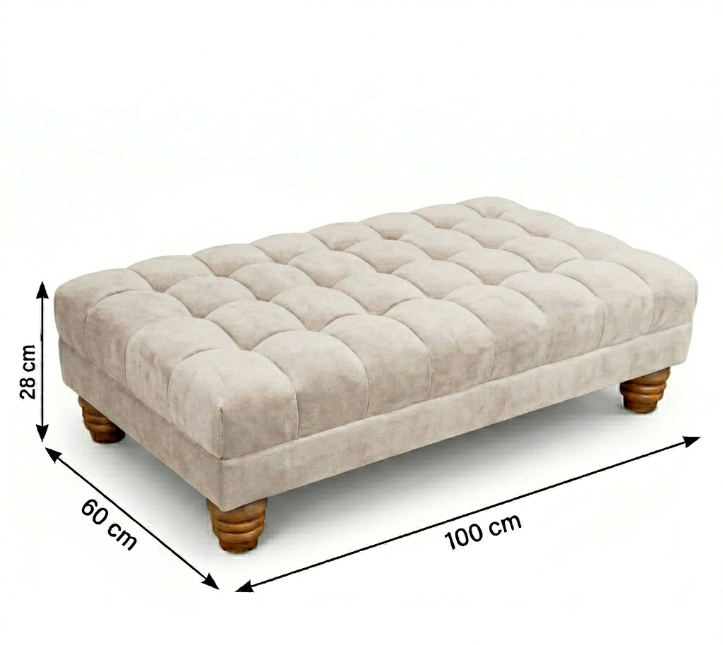 Foot Stool - Chesterfield Deep Cushioned Naples Footstool - Extra Large Ottoman Footstools for Living Room, Ottoman, Coffee Table, Bedroom Furniture