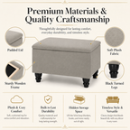 Small Ottoman Storage Footstool | Plain Top Plush Fabric Upholstered Storage Box