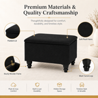 Small Ottoman Storage Footstool | Plain Top Plush Fabric Upholstered Storage Box