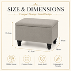 Small Ottoman Storage Footstool | Plain Top Plush Fabric Upholstered Storage Box