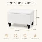Small Ottoman Storage Footstool | Plain Top Plush Fabric Upholstered Storage Box