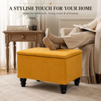 Small Ottoman Storage Footstool | Plain Top Plush Fabric Upholstered Storage Box