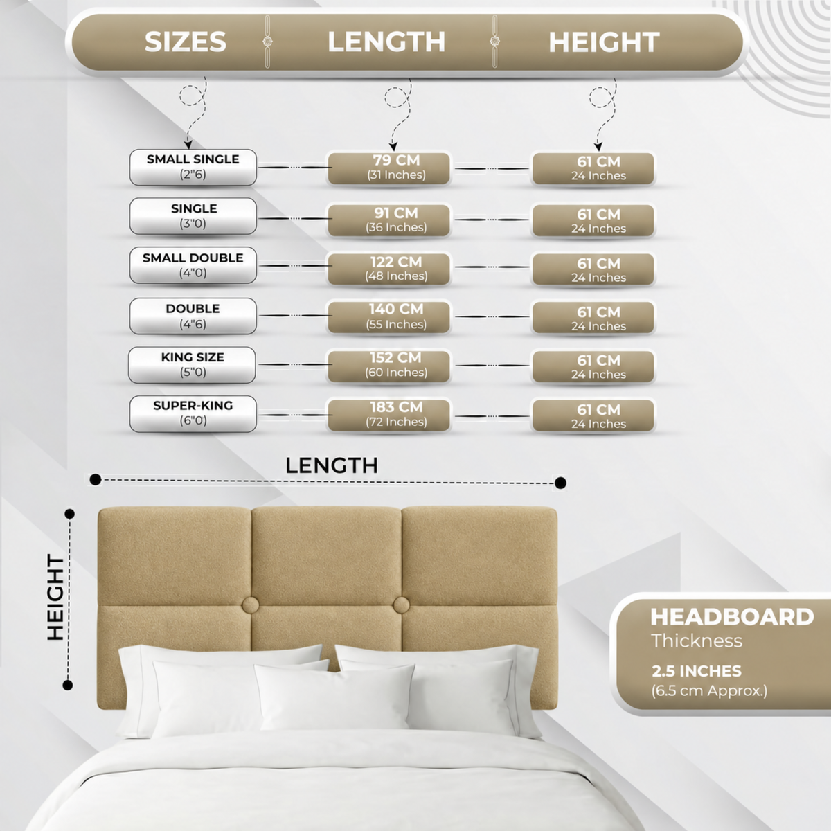 24" Olive Headboard | Plush Fabric Upholstered Padded Divan Bed Headboard UK