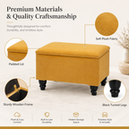 Small Ottoman Storage Footstool | Plain Top Plush Fabric Upholstered Storage Box
