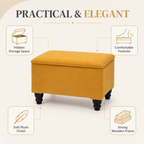 Small Ottoman Storage Footstool | Plain Top Plush Fabric Upholstered Storage Box