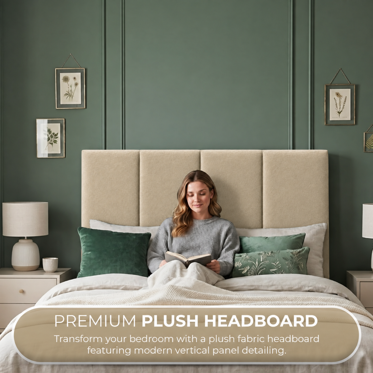 24” Ruby Plush Bed Headboard, Thick Padded Divan Headboard
