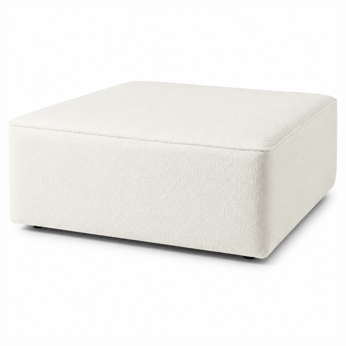 White Boucle Coffee Table | Upholstered Ottoman Footstool | Modern Living Room Furniture