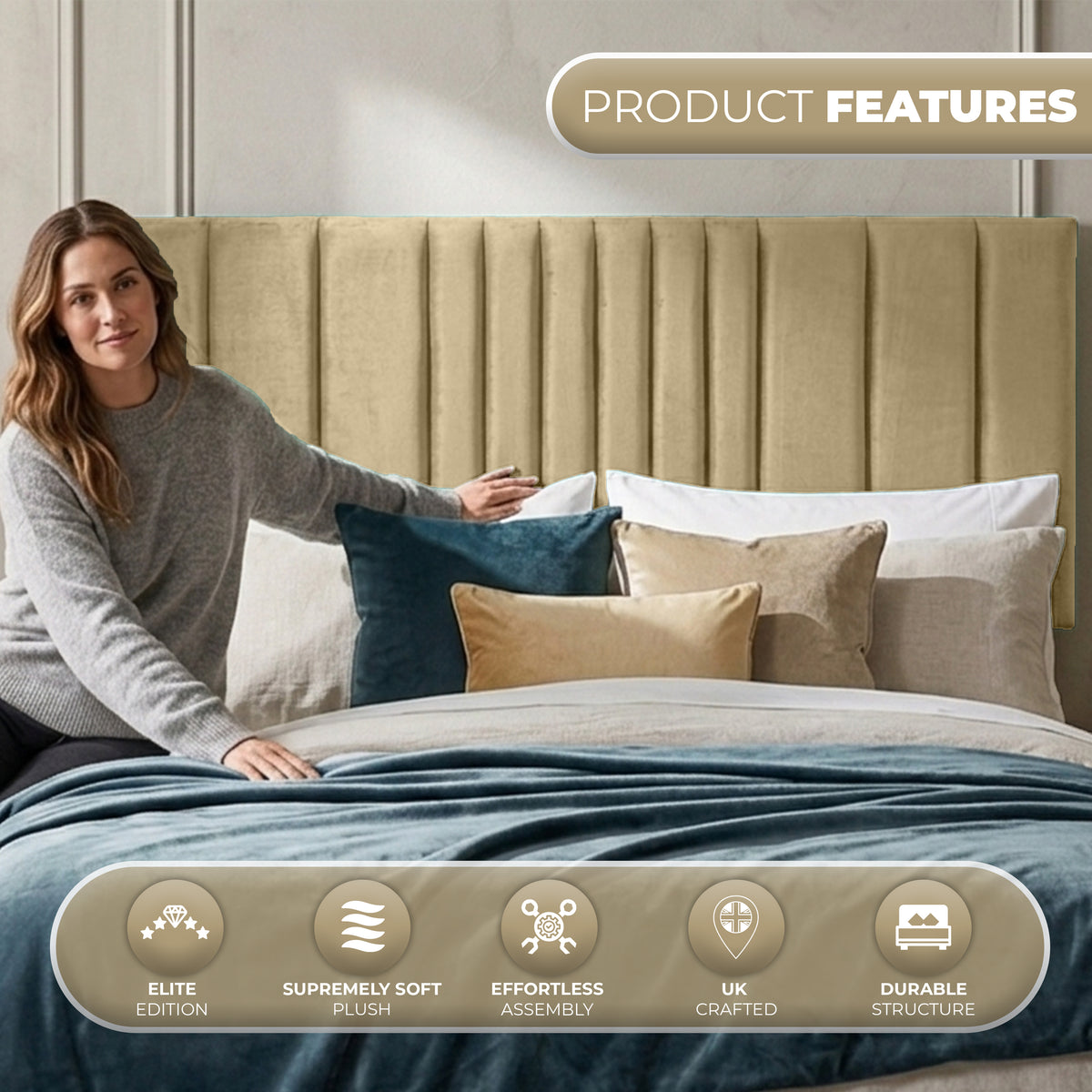 24” Manhattan Plush Bed Headboard – Thick Padded Divan Headboard