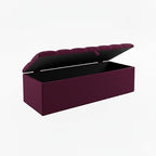 Button Studded Upholstered Rectangular Ottoman Storage