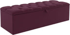 Button Studded Upholstered Rectangular Ottoman Storage