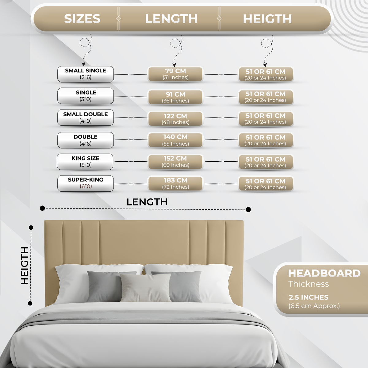 24" Rio Plush Fabric Upholstered Headboard – Padded Divan Bed Headboard