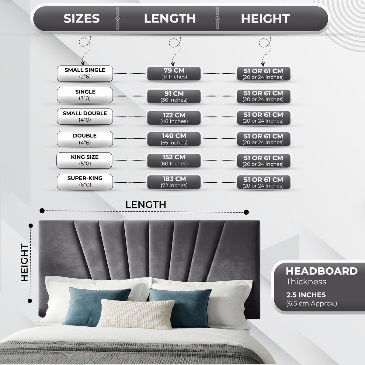24” Sunrise Plush Bed Headboard – Thick Padded Divan Headboard