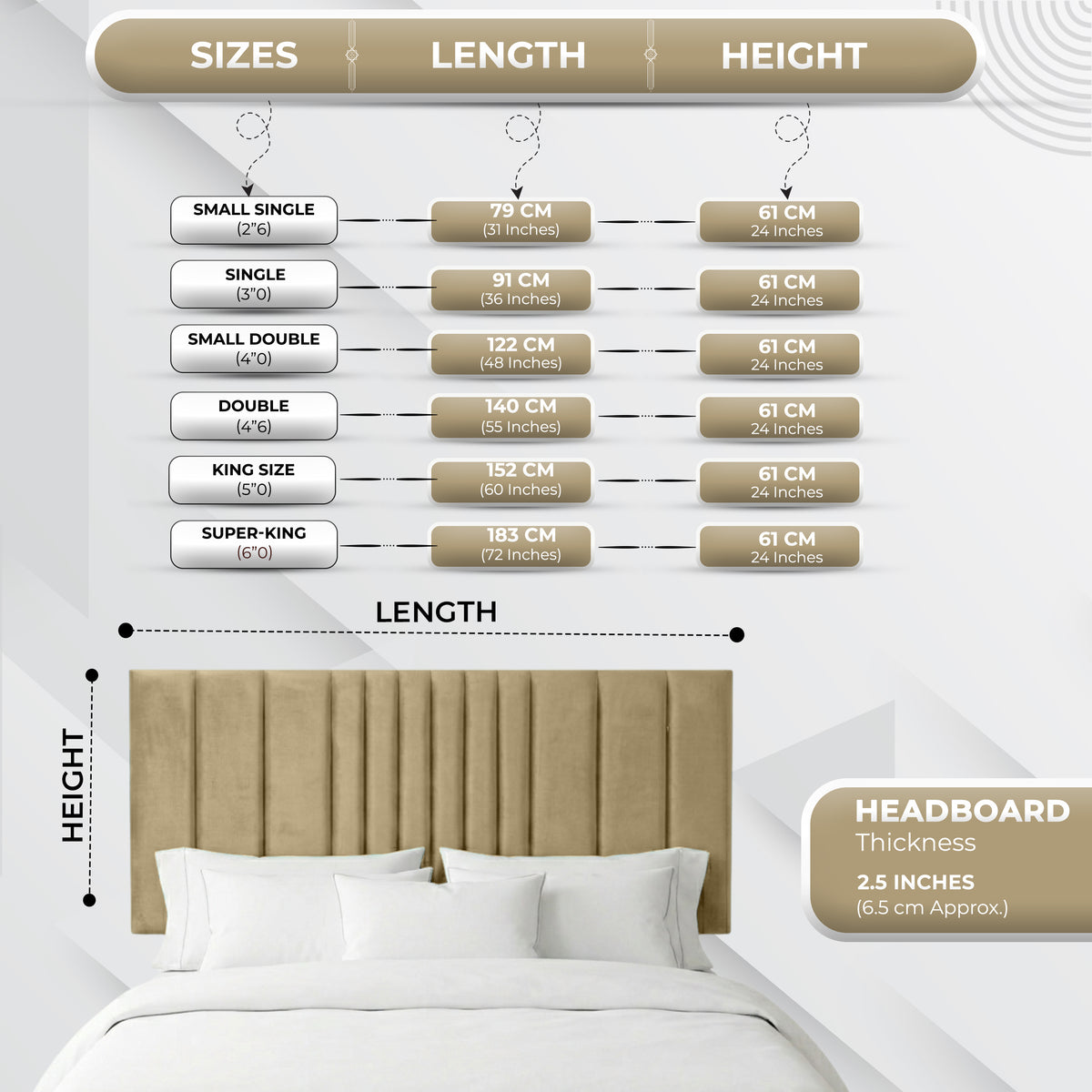 24” Manhattan Plush Bed Headboard – Thick Padded Divan Headboard