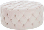 Modern Button Tufted Round Upholstered Ottoman Stool