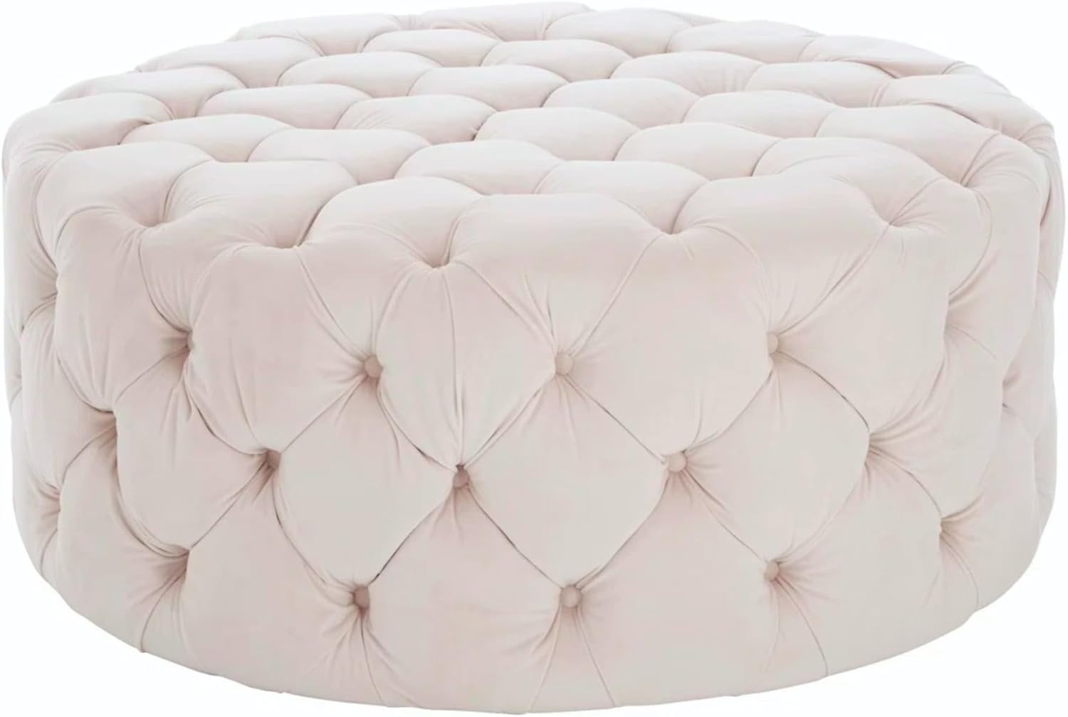 Modern Button Tufted Round Upholstered Ottoman Stool