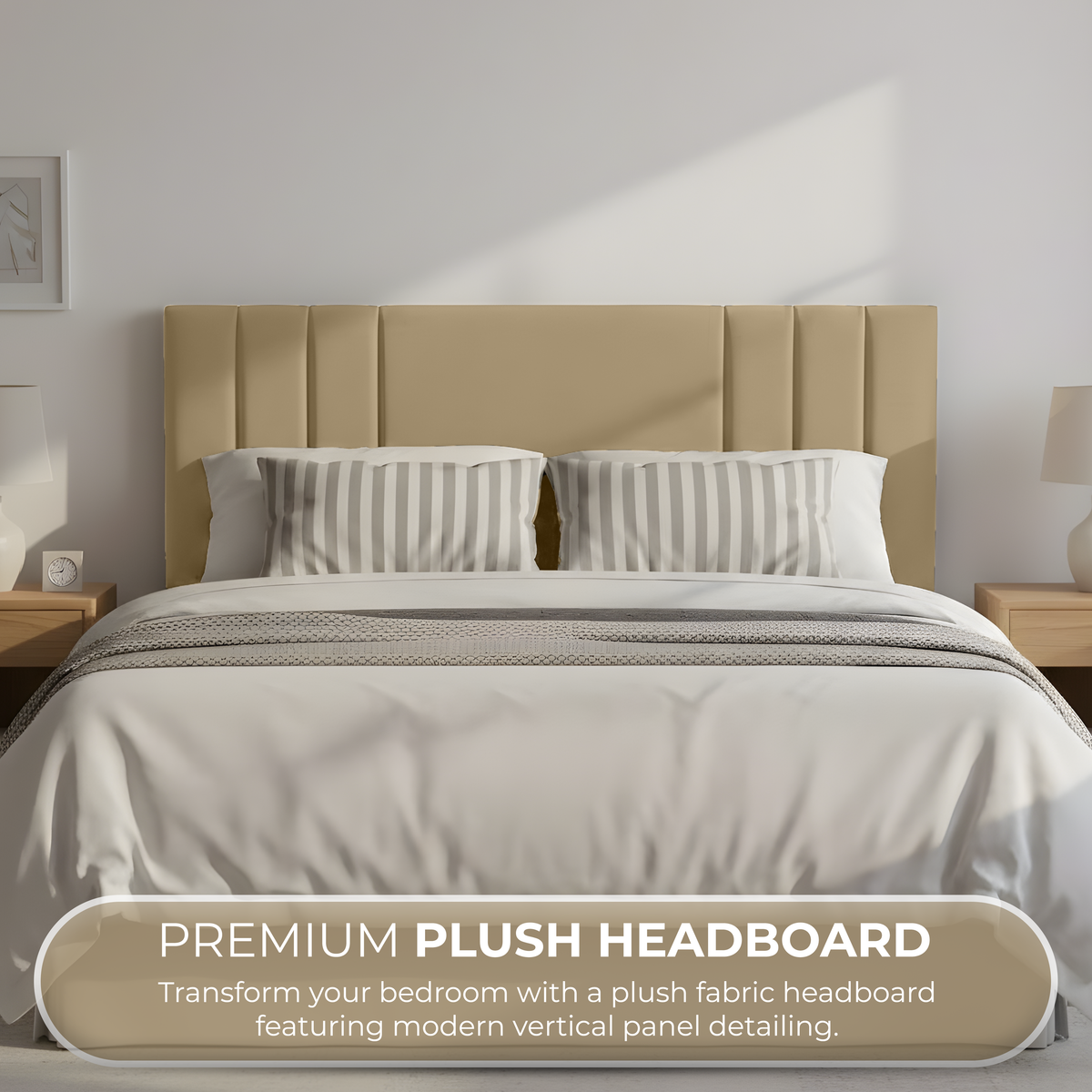 24" Rio Plush Fabric Upholstered Headboard – Padded Divan Bed Headboard