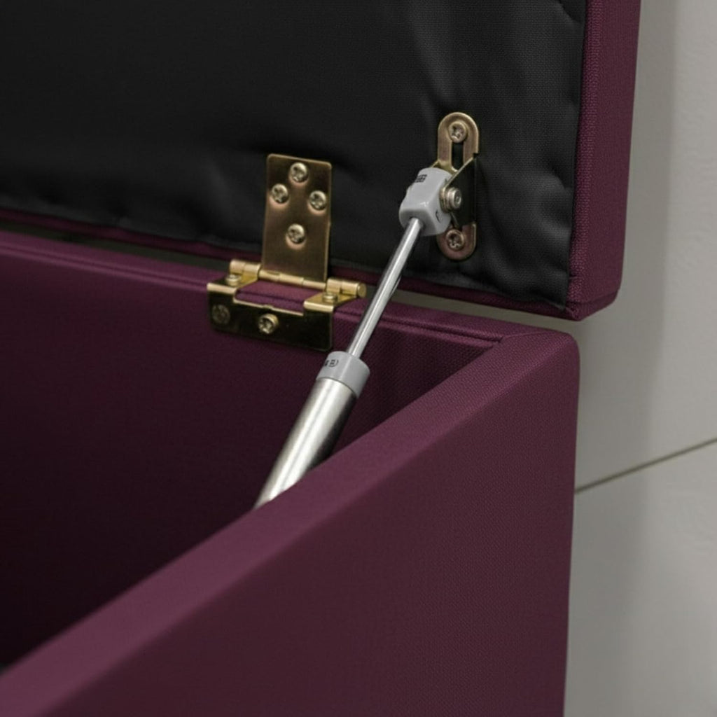 Button Studded Upholstered Rectangular Ottoman Storage