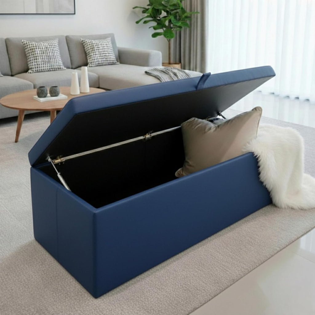 Plain Upholstered Rectangular Ottoman Storage