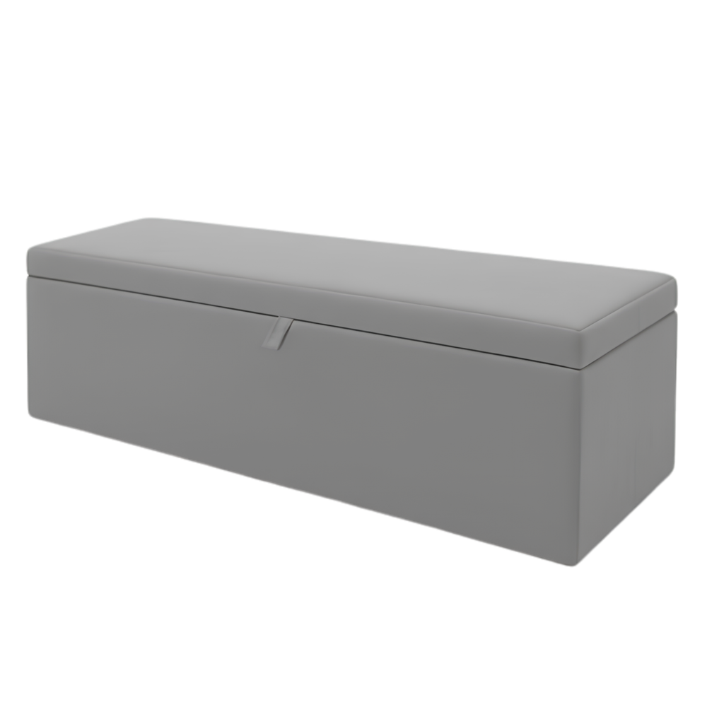 Storage Ottoman Box | Plain Plush Upholstered Bench | Hidden Storage Footstool