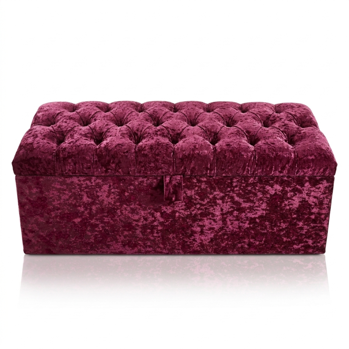 Crushed Velvet Ottoman Storage Bench | Tufted Bed End Bench with Gas Lift Lid