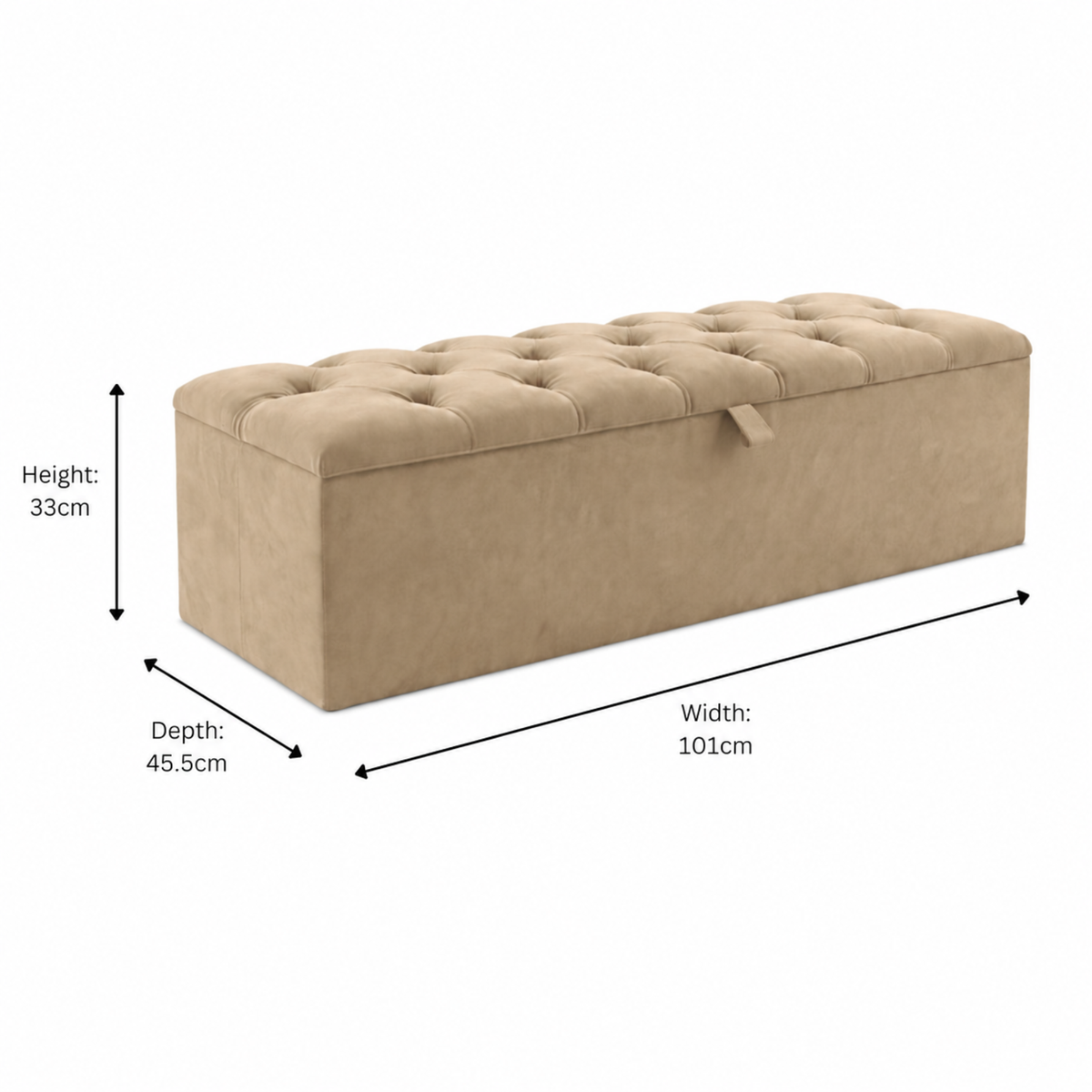 Storage Ottoman Box | Chesterfield Design Plush Upholstered Bench | Hidden Storage Footstool