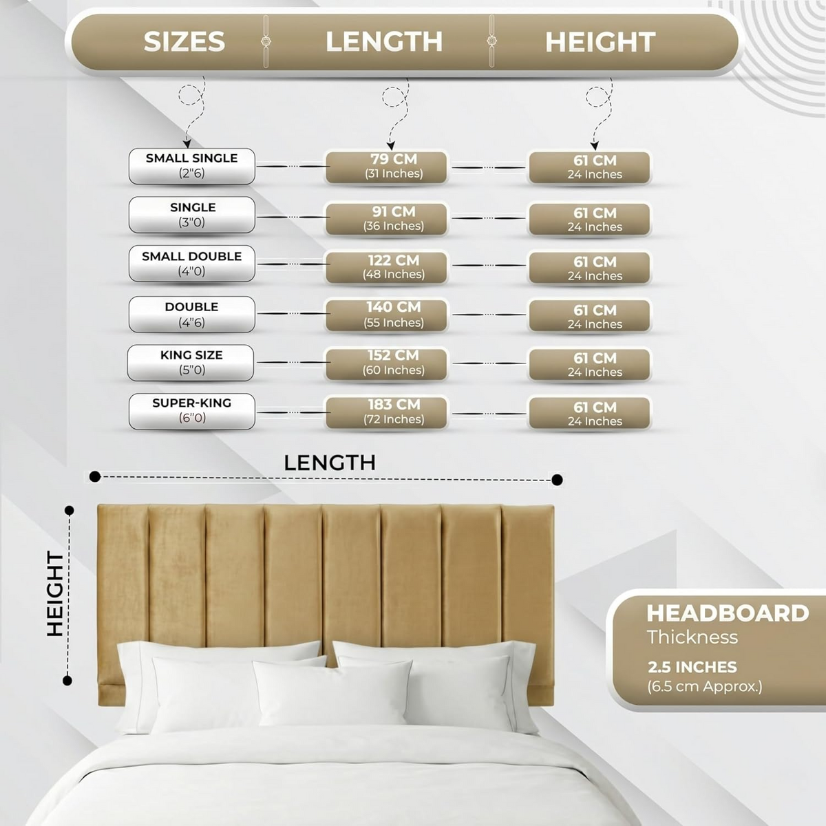 24" Plush Fabric Upholstered Headboard 9VP Padded Divan Bed Headboard