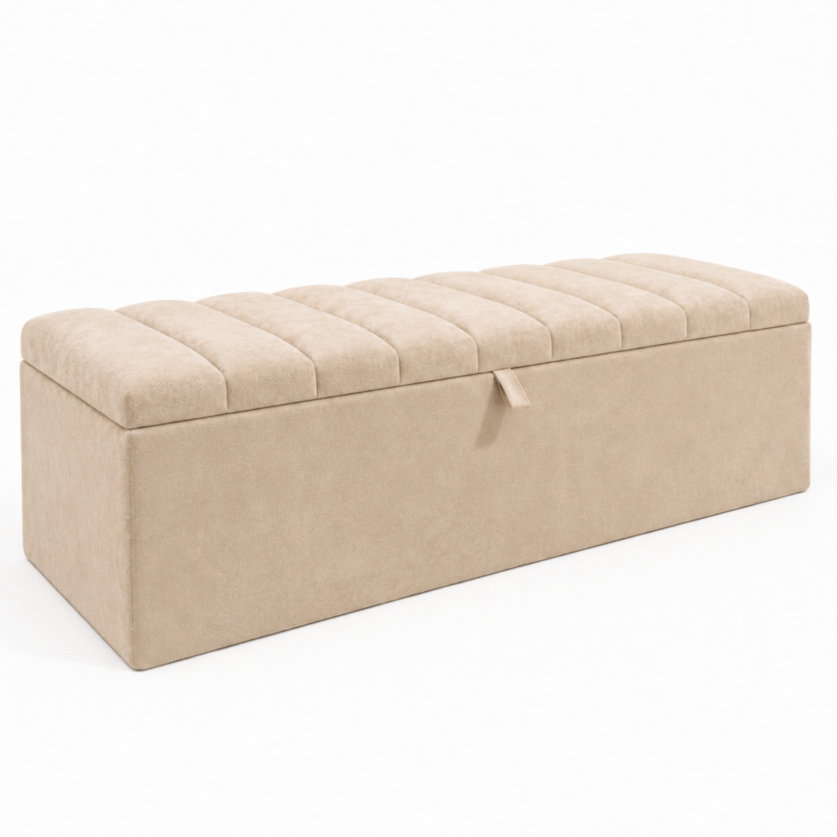 Storage Ottoman Box | Lined Top Design Plush Upholstered Bench | Hidden Storage Footstool