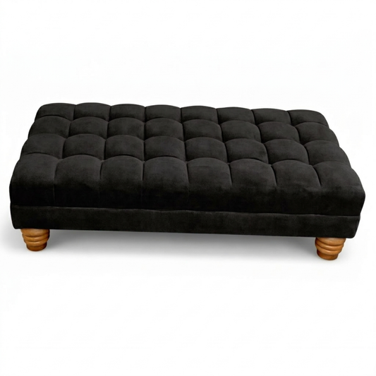 Foot Stool - Chesterfield Deep Cushioned Naples Footstool - Extra Large Ottoman Footstools for Living Room, Ottoman, Coffee Table, Bedroom Furniture