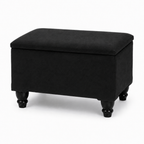 Small Ottoman Storage Footstool | Plain Top Plush Fabric Upholstered Storage Box