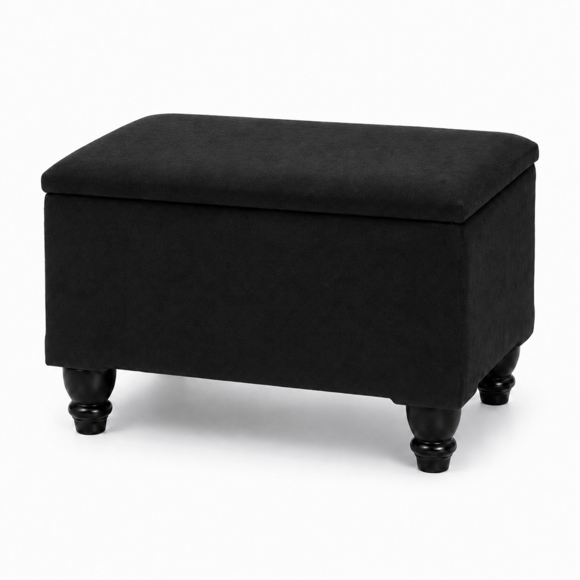 Small Ottoman Storage Footstool | Plain Top Plush Fabric Upholstered Storage Box