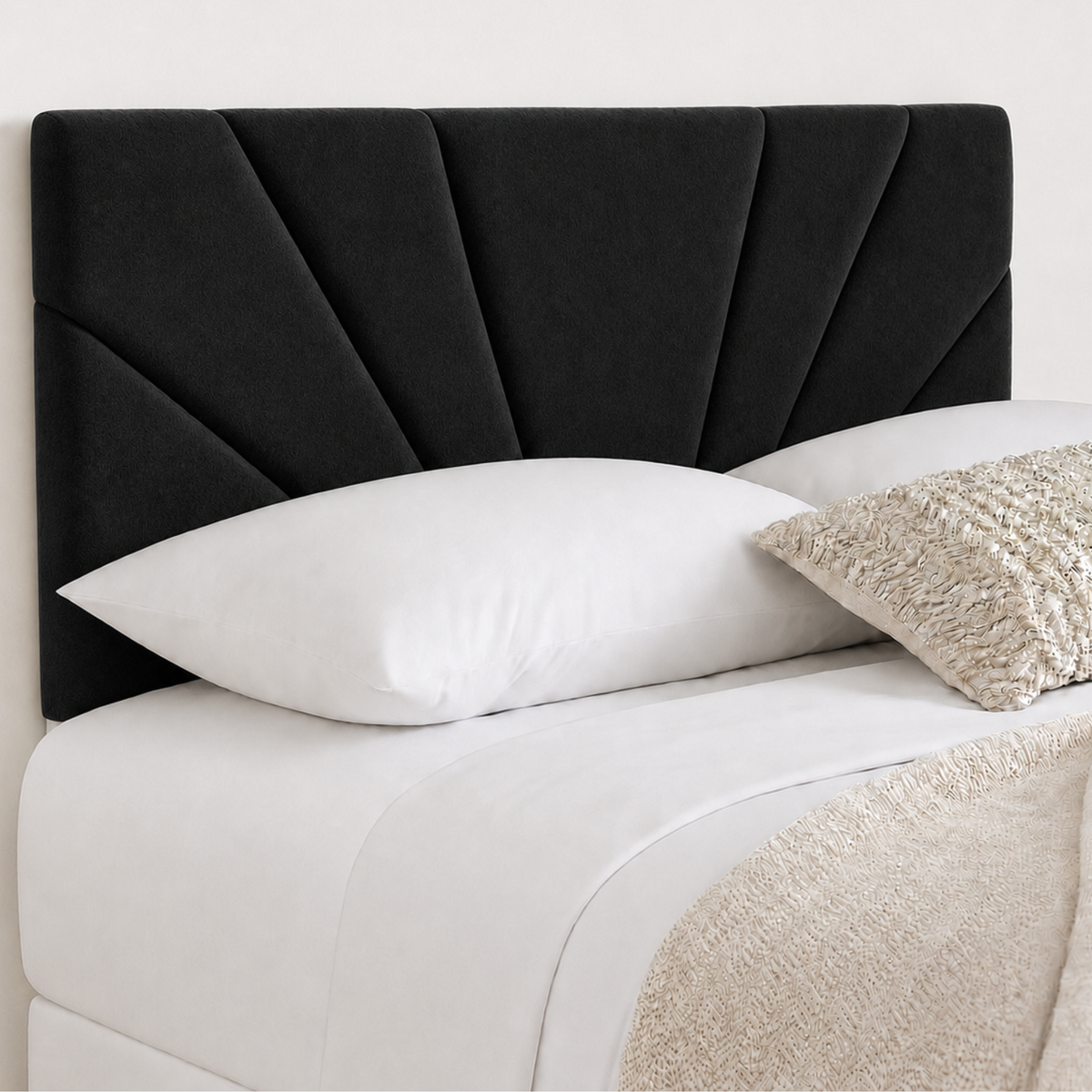 Butterfly Plush Fabric Upholstered Headboard | Padded Divan Bed Headboard | 24" Luxury Headboard