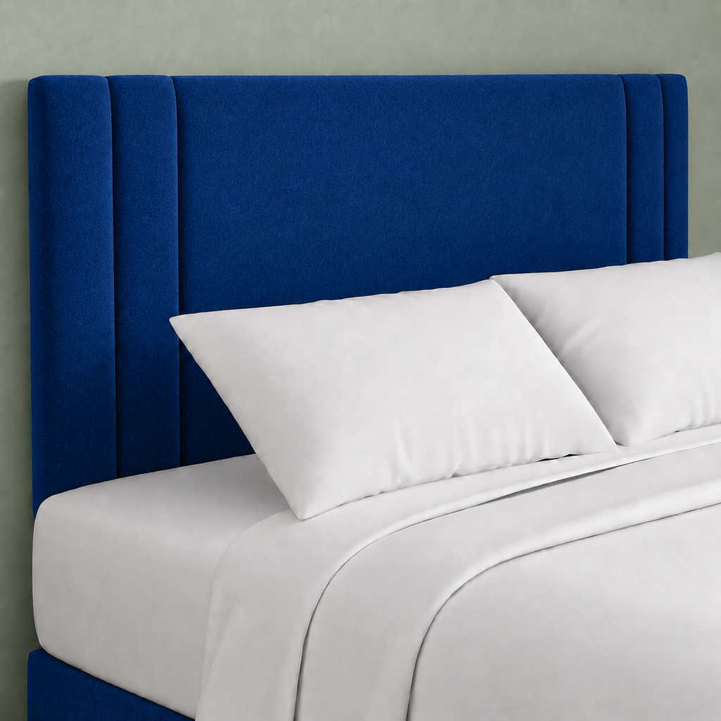 24" Indigo Plush Fabric Headboard for Beds | Padded Divan Bed Headboard