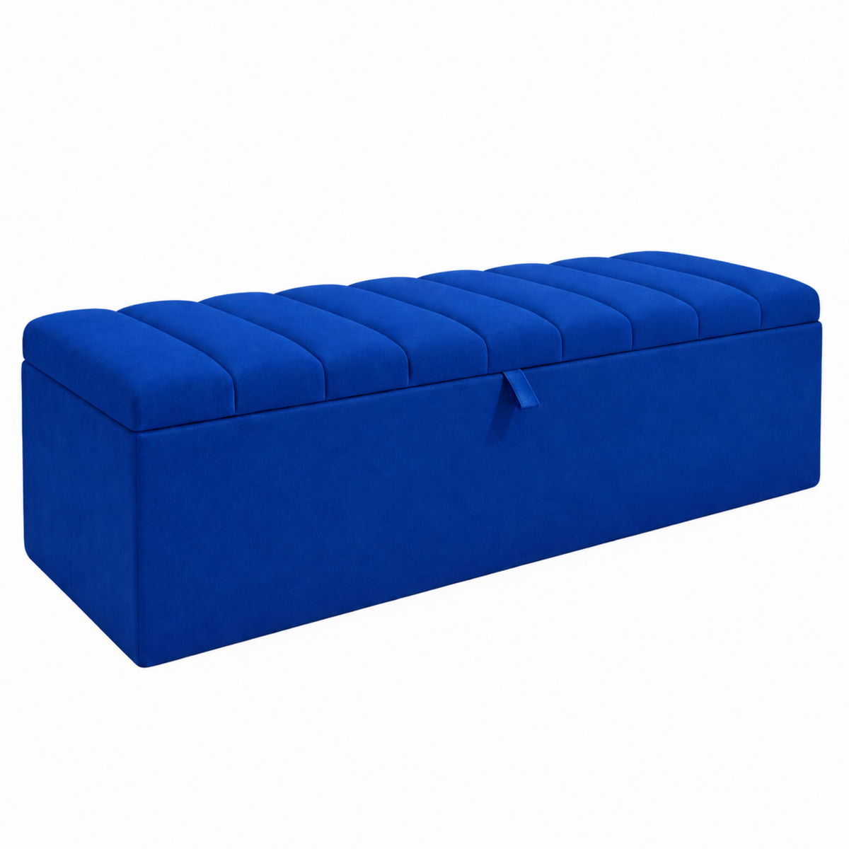 Storage Ottoman Box | Lined Top Design Plush Upholstered Bench | Hidden Storage Footstool