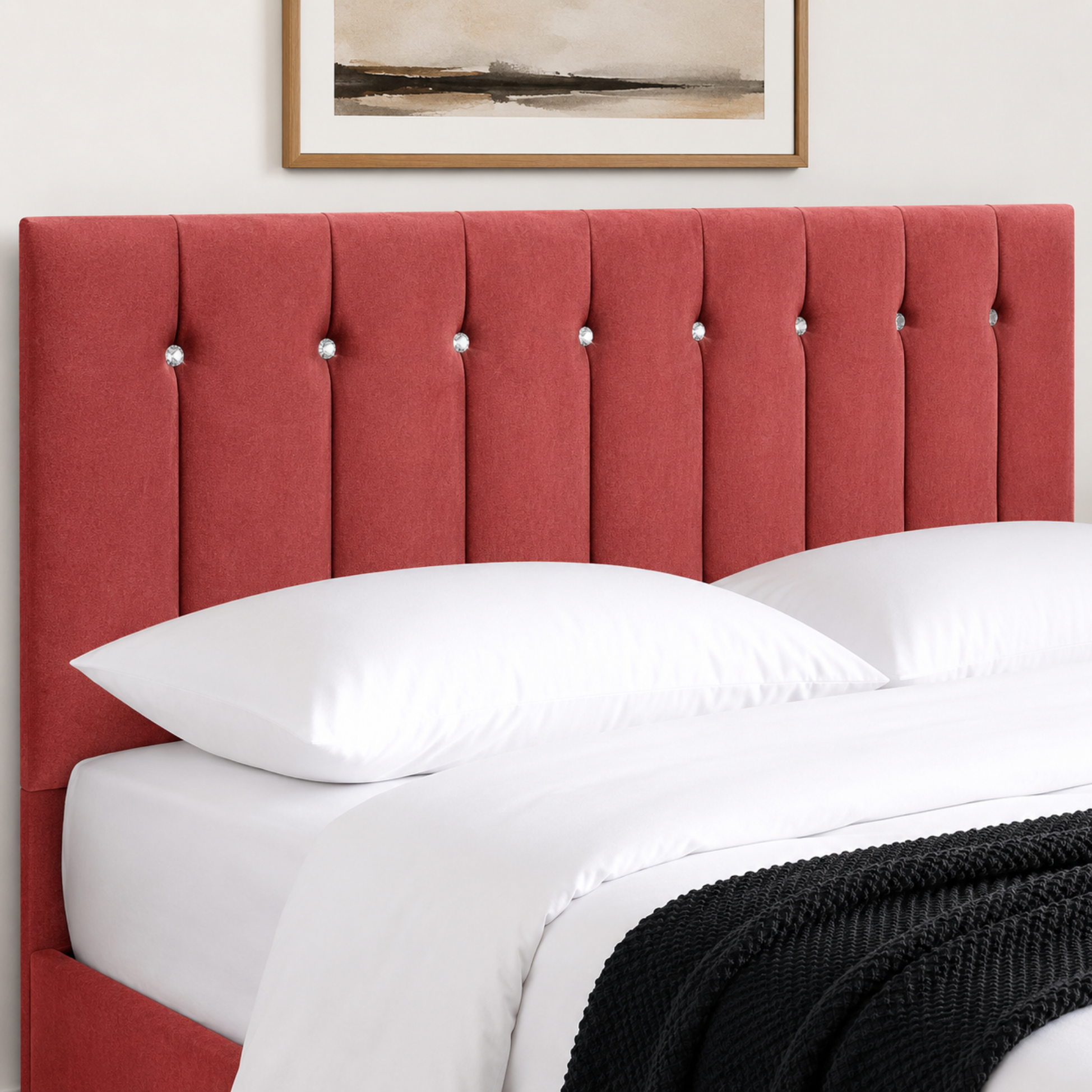 24" Sandal Plush Fabric Headboard for Beds | Padded Divan Bed Headboard