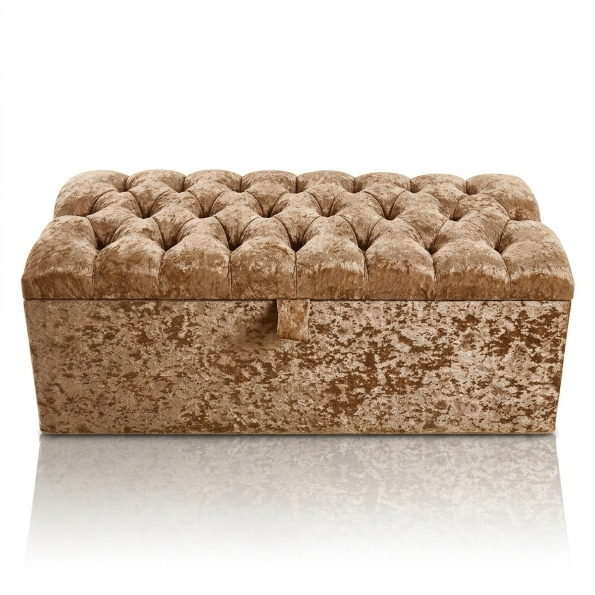 Crushed Velvet Ottoman Storage Bench | Tufted Bed End Bench with Gas Lift Lid