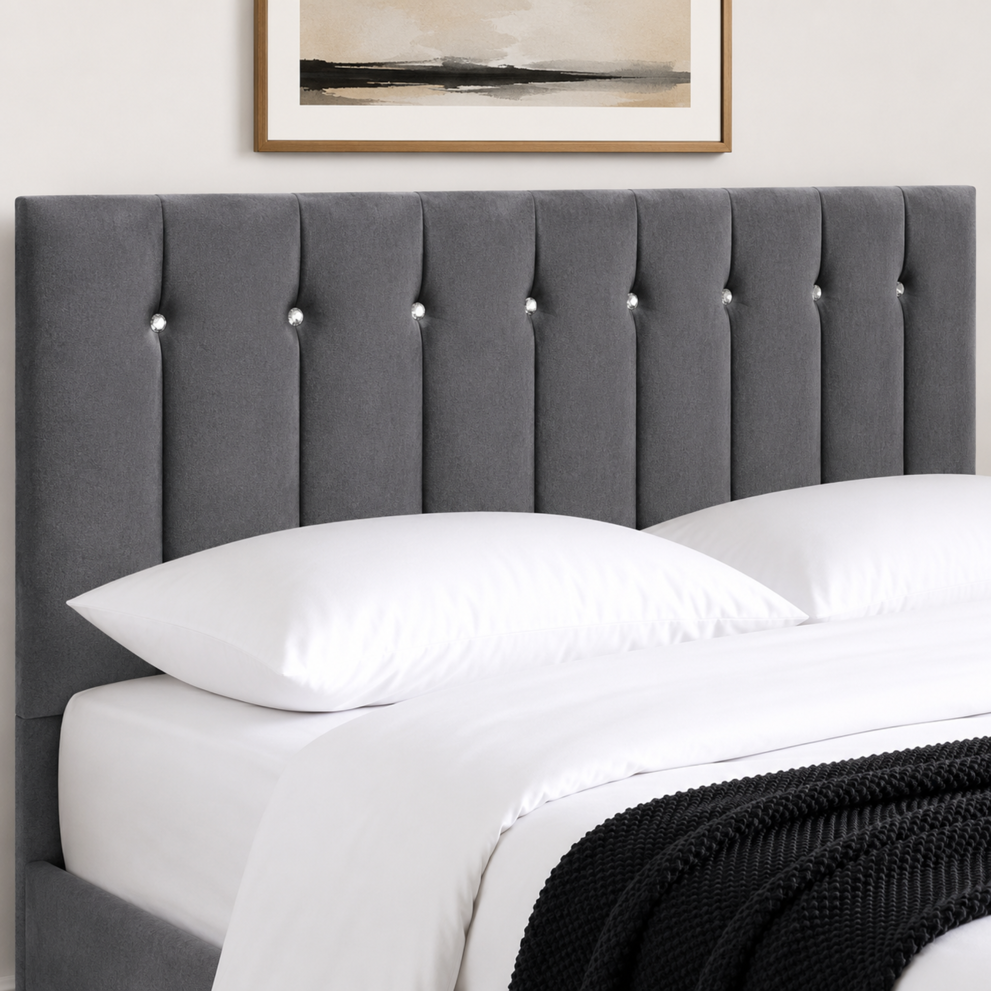 24" Sandal Plush Fabric Headboard for Beds | Padded Divan Bed Headboard