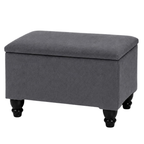 Small Ottoman Storage Footstool | Plain Top Plush Fabric Upholstered Storage Box