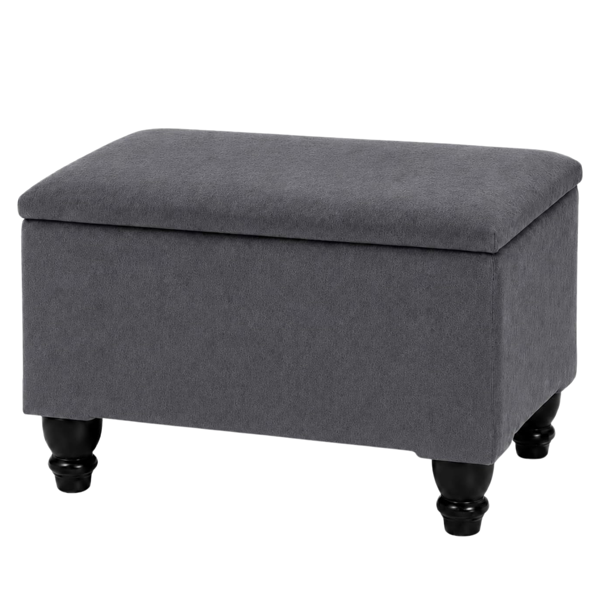 Small Ottoman Storage Footstool | Plain Top Plush Fabric Upholstered Storage Box