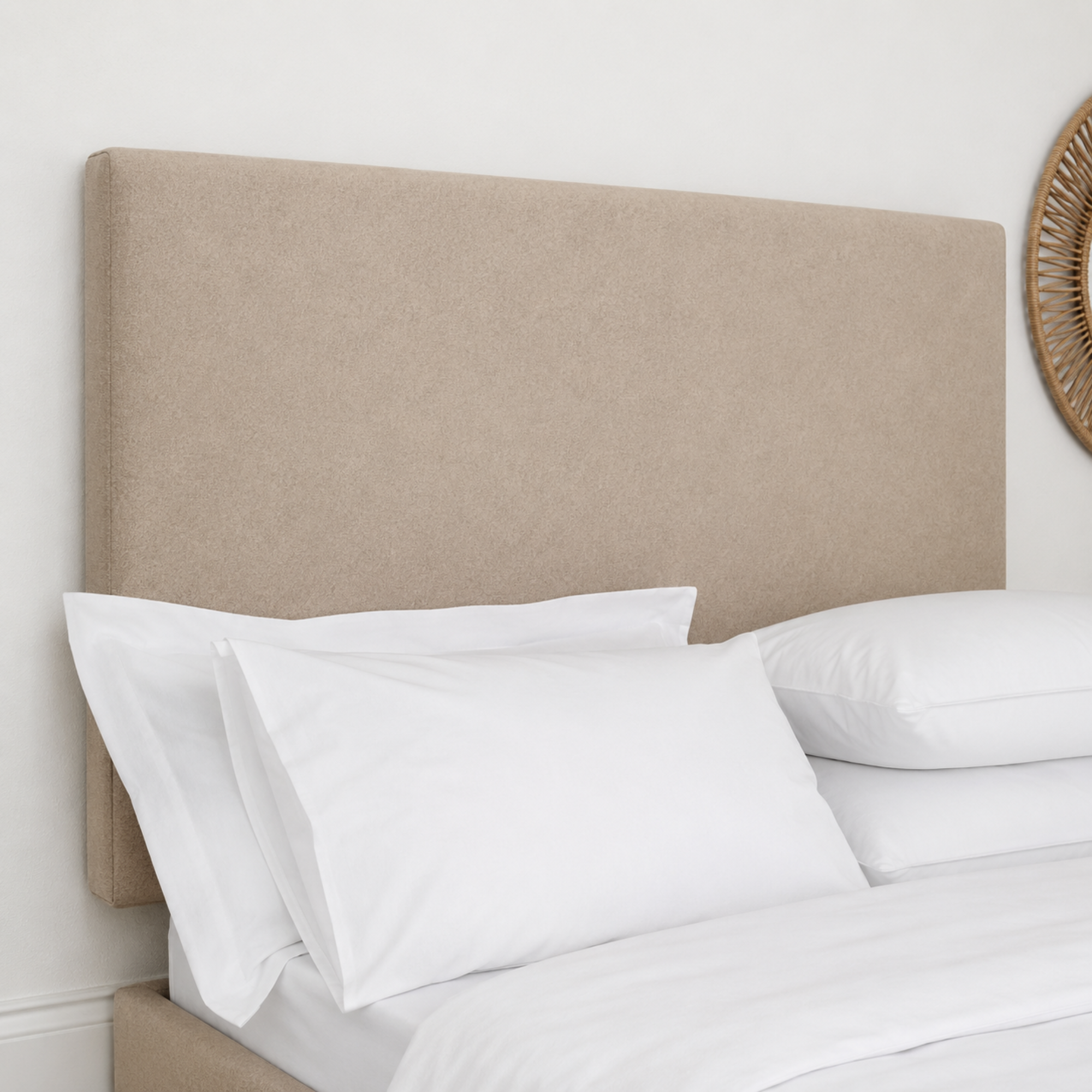 24" Plain Design Plush Fabric Headboard for Beds | Padded Divan Bed Headboard