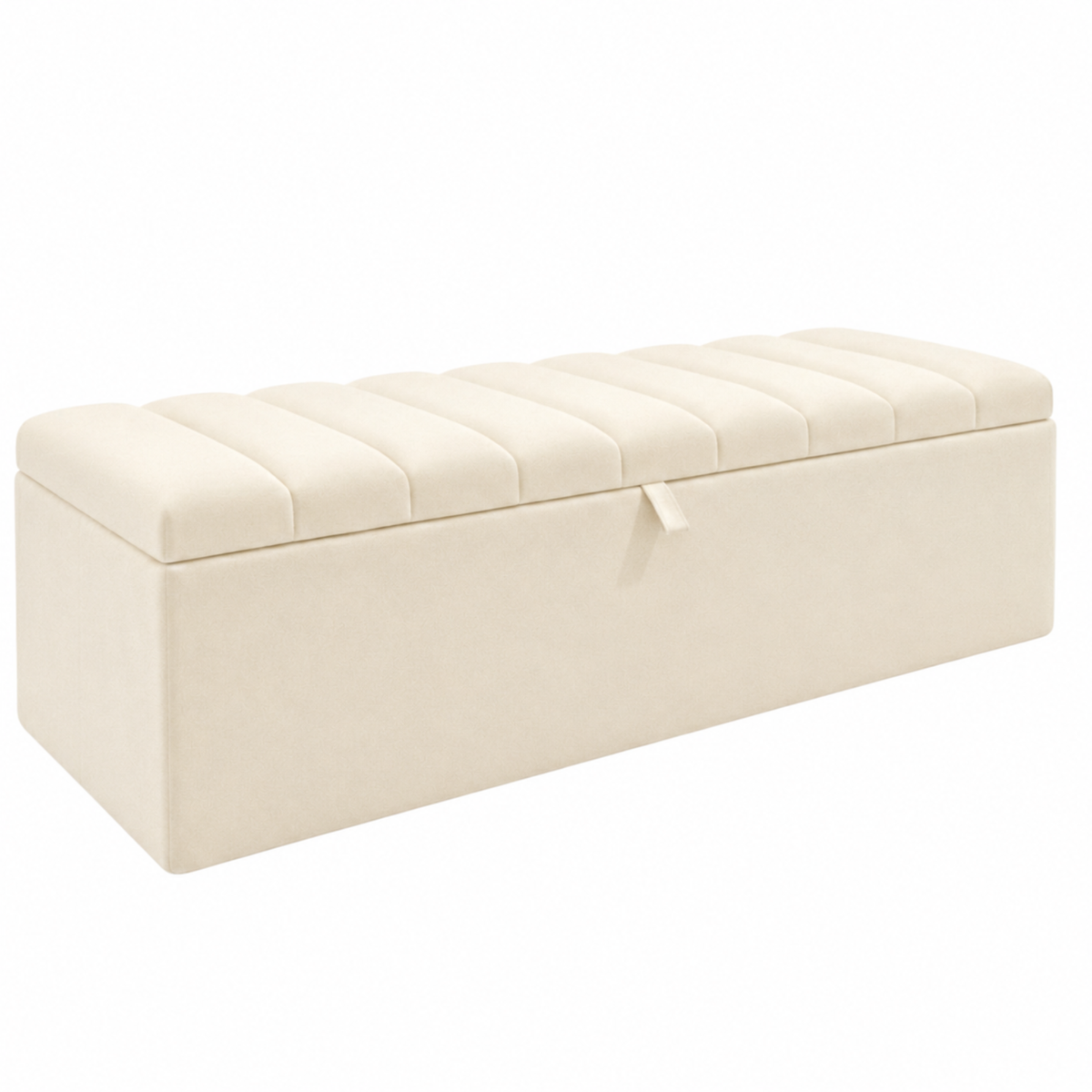 Storage Ottoman Box | Lined Top Design Plush Upholstered Bench | Hidden Storage Footstool