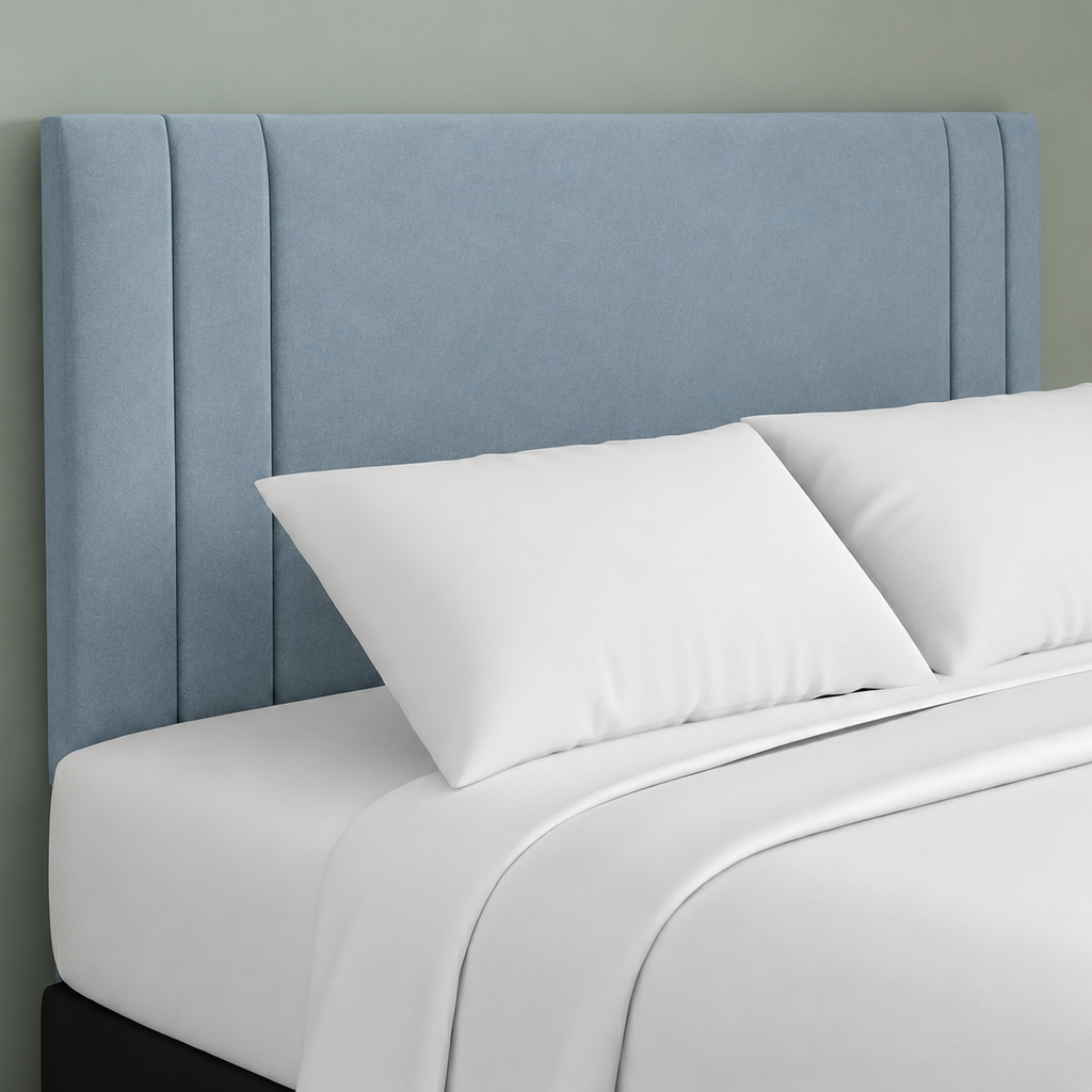24" Indigo Plush Fabric Headboard for Beds | Padded Divan Bed Headboard