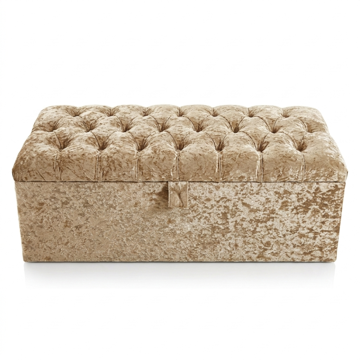Crushed Velvet Ottoman Storage Bench | Tufted Bed End Bench with Gas Lift Lid