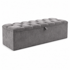 Storage Ottoman Box | Chesterfield Design Plush Upholstered Bench | Hidden Storage Footstool