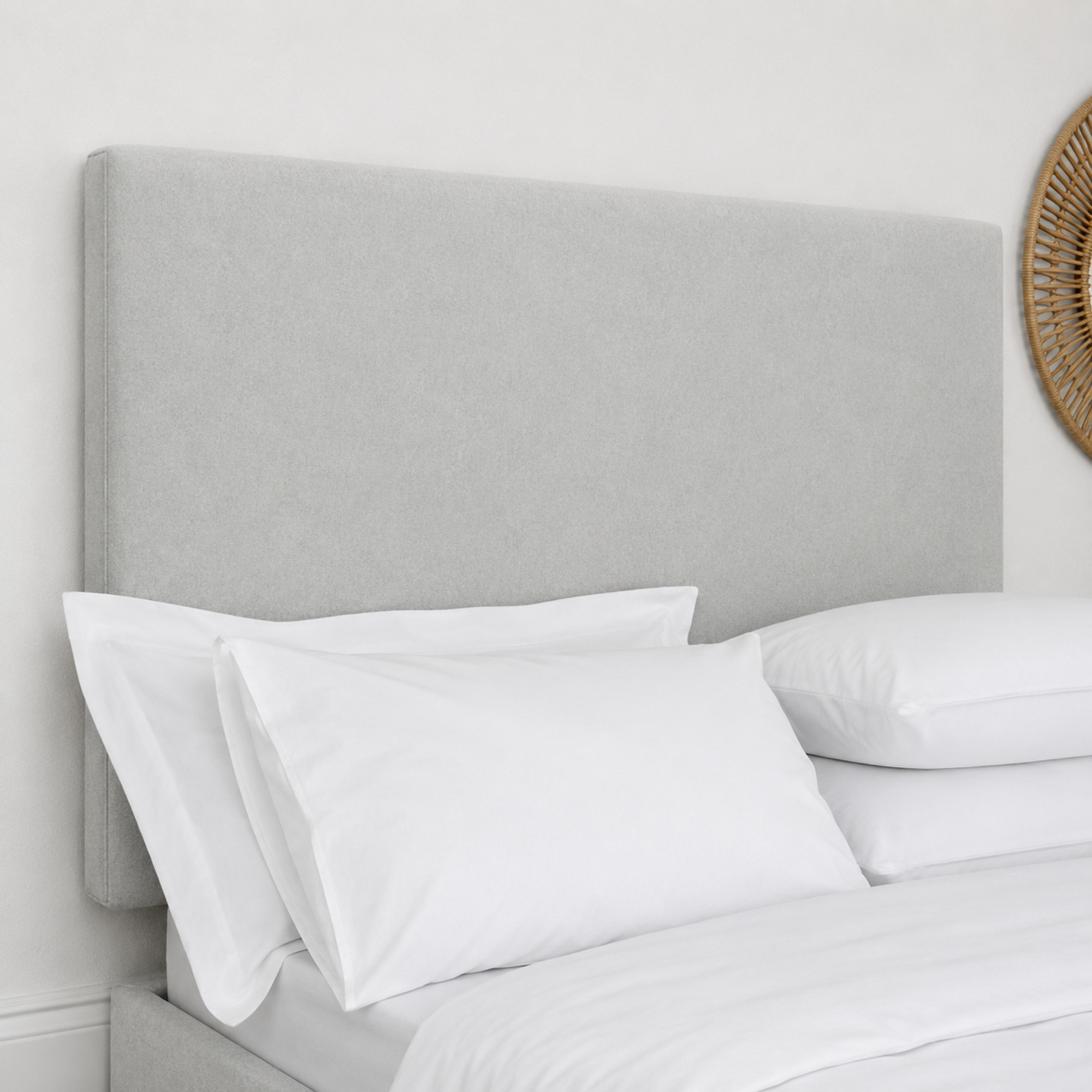 24" Plain Design Plush Fabric Headboard for Beds | Padded Divan Bed Headboard
