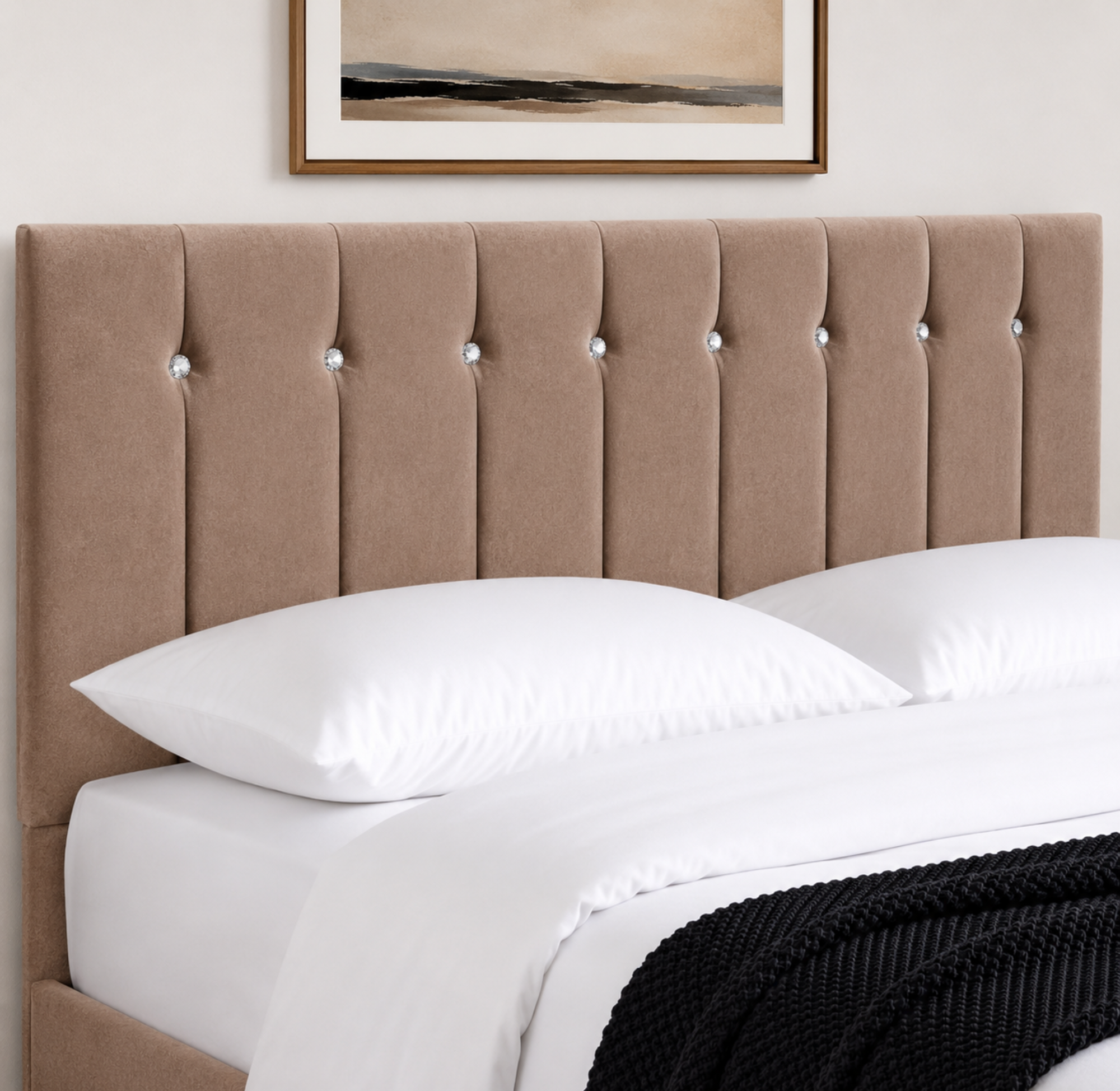 24" Sandal Plush Fabric Headboard for Beds | Padded Divan Bed Headboard