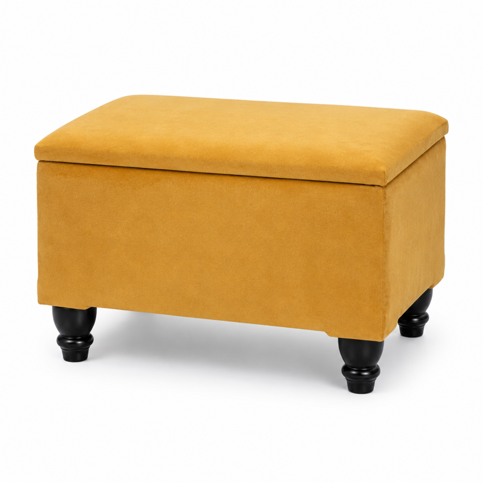 Small Ottoman Storage Footstool | Plain Top Plush Fabric Upholstered Storage Box