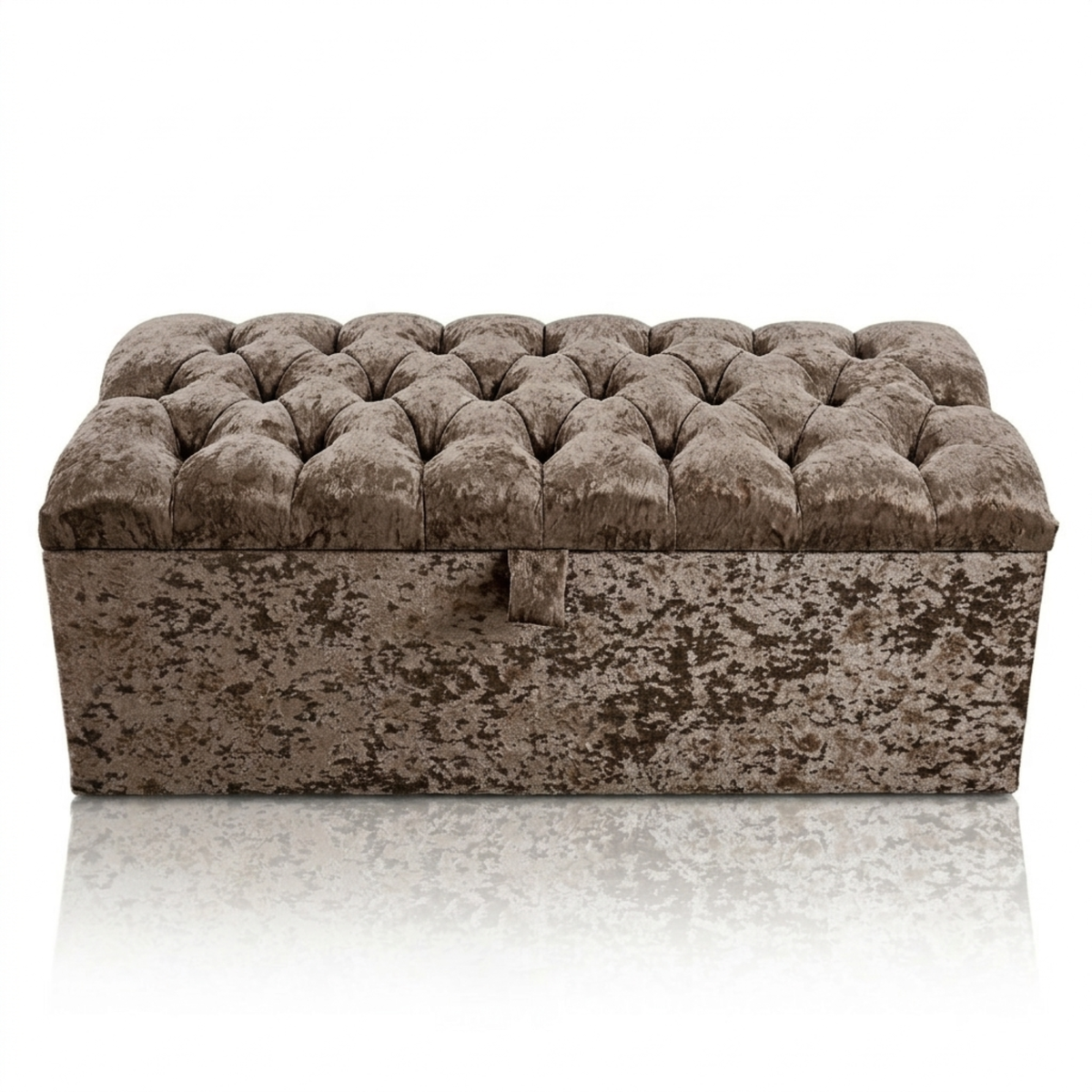 Crushed Velvet Ottoman Storage Bench | Tufted Bed End Bench with Gas Lift Lid