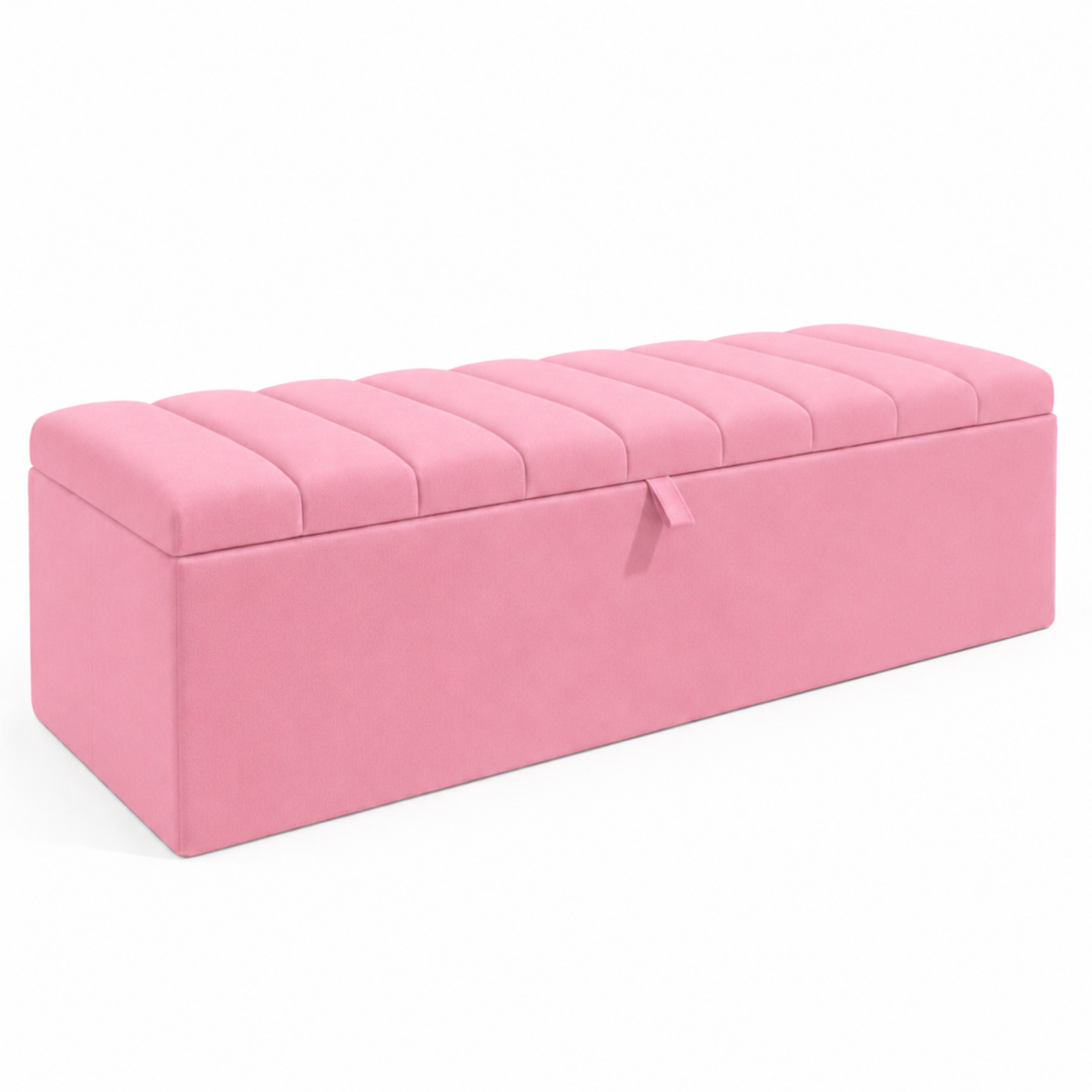 Storage Ottoman Box | Lined Top Design Plush Upholstered Bench | Hidden Storage Footstool