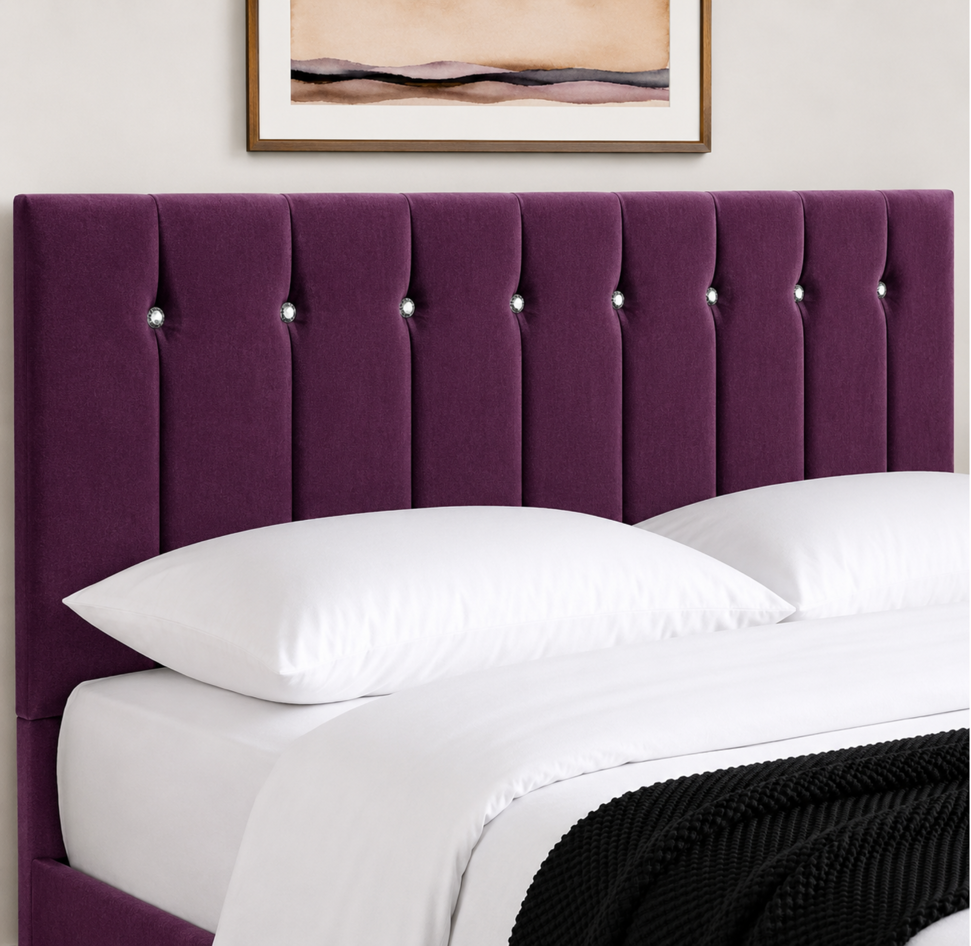 24" Sandal Plush Fabric Headboard for Beds | Padded Divan Bed Headboard
