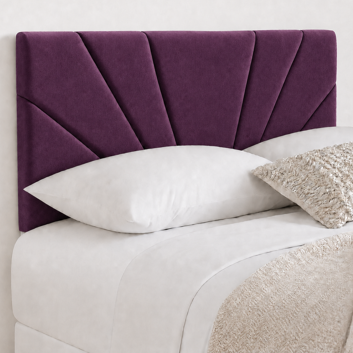 Butterfly Plush Fabric Upholstered Headboard | Padded Divan Bed Headboard | 24" Luxury Headboard